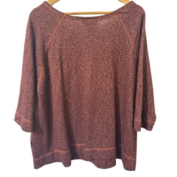 🍁🎄Lane Bryant Holiday Fall Sparkle sequin Copper Orange Blouse Size 22/24 - Picture 2 of 4